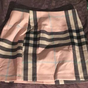 Pink and Black Plaid Skirt
